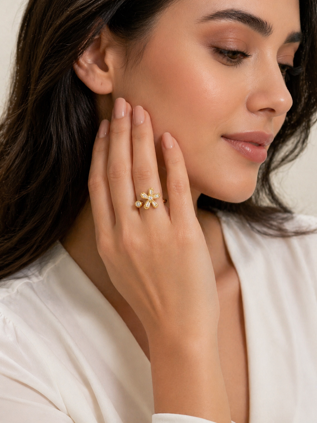 Anti tarnished korean style flower ring