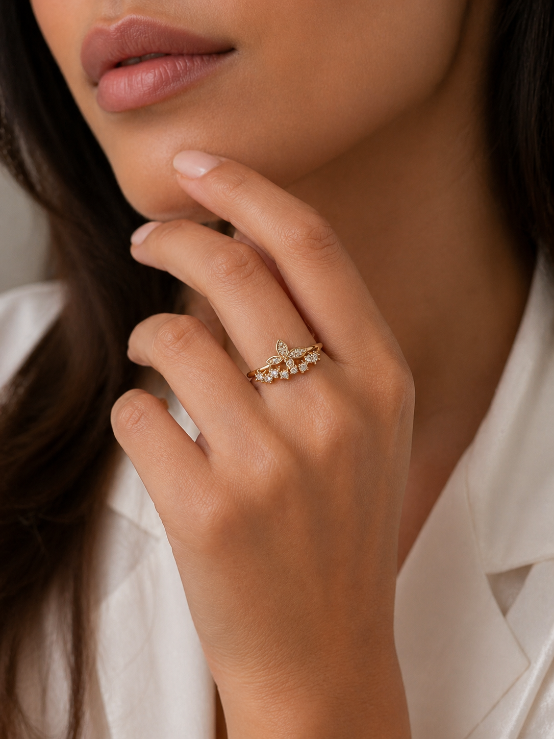 Anti tarnished korean style butterfly ring
