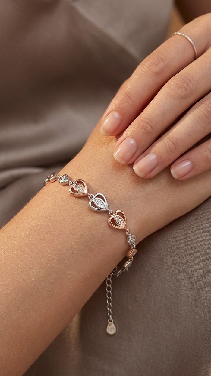 925 sterling silver heart bracelet