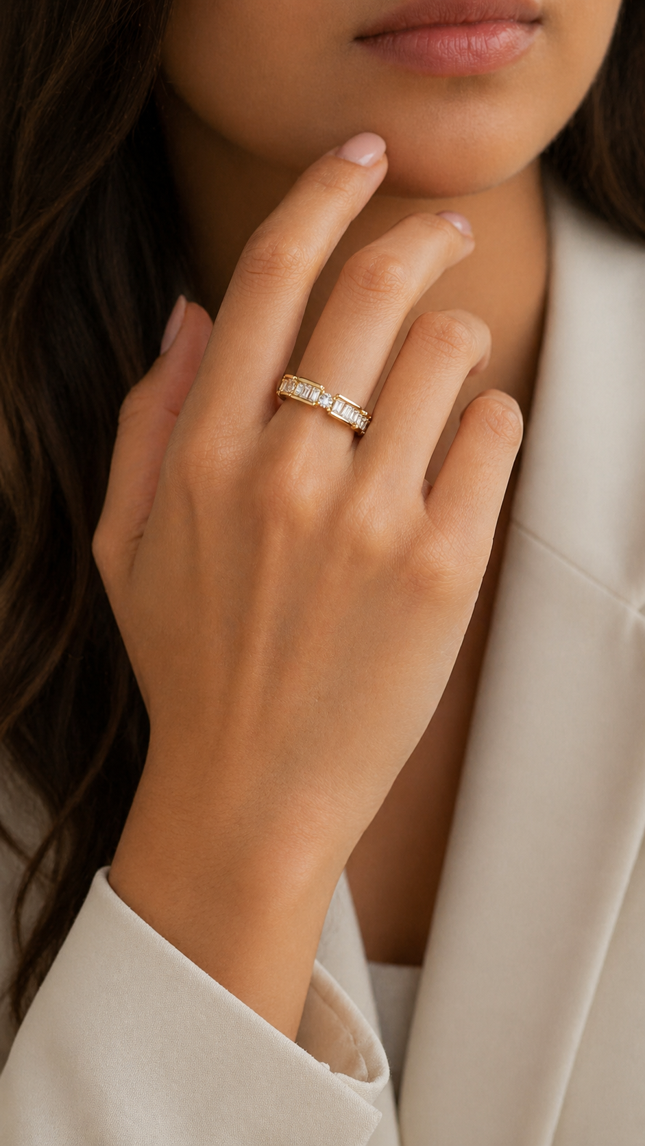 Anti tarnished korean style AD ring