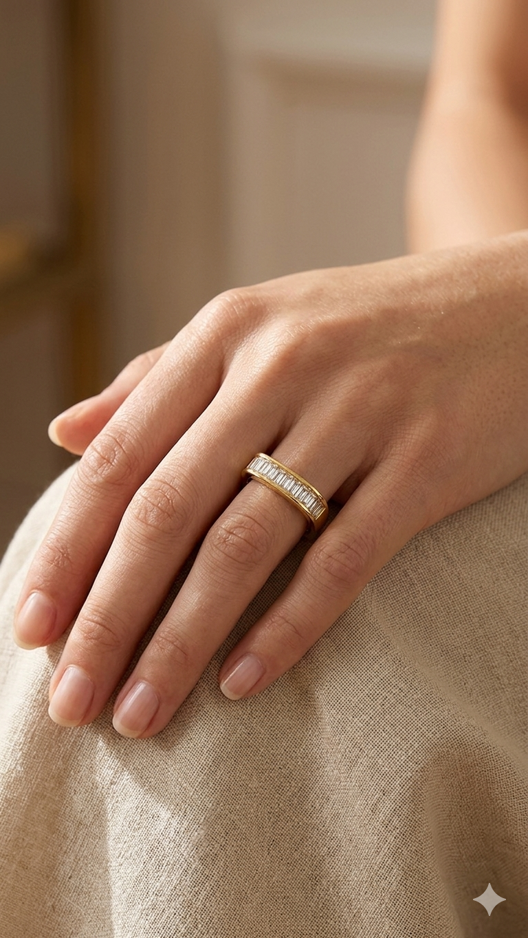 Anti tarnished korean style square ring