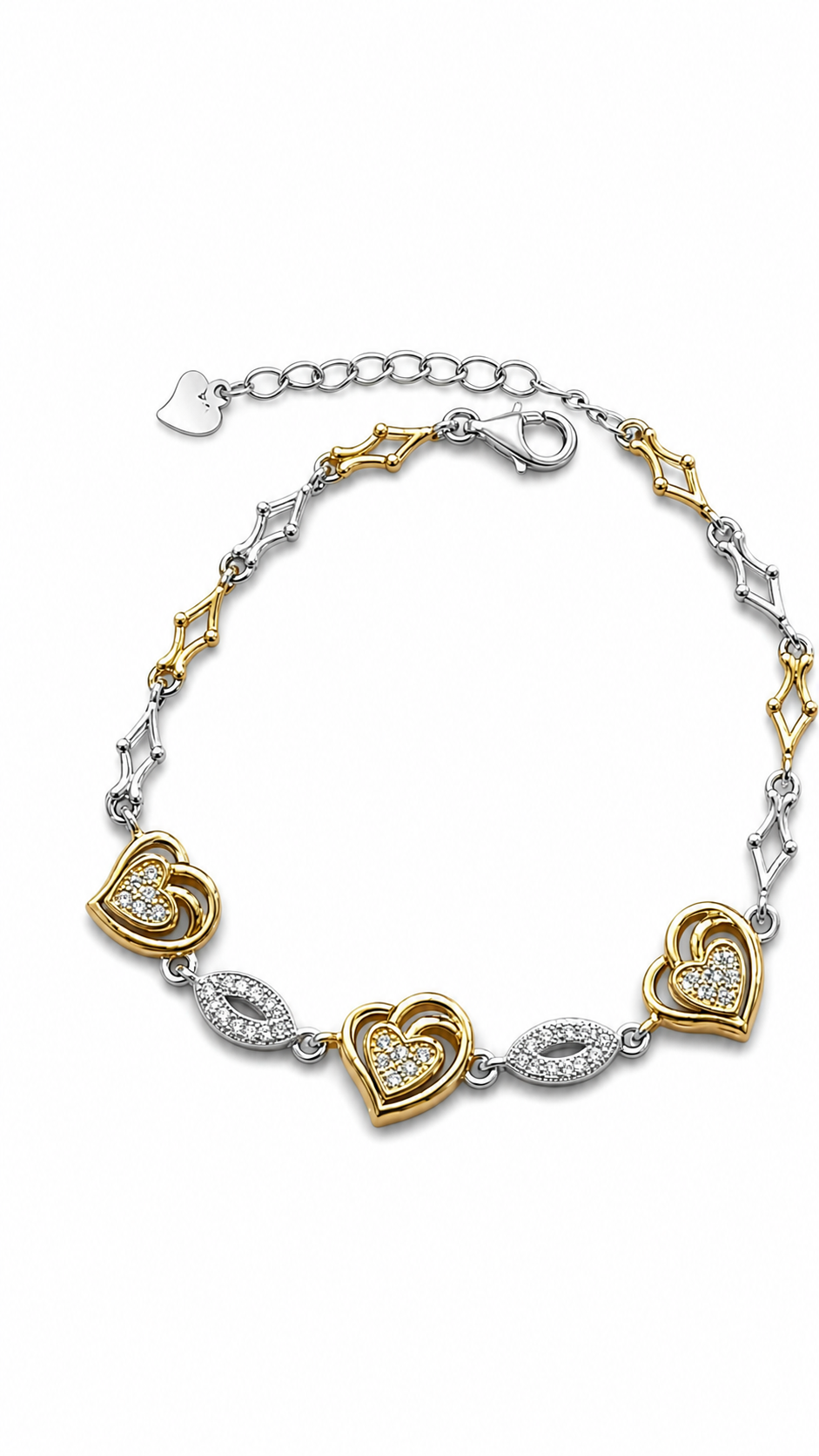 925 sterling silver heart bracelet