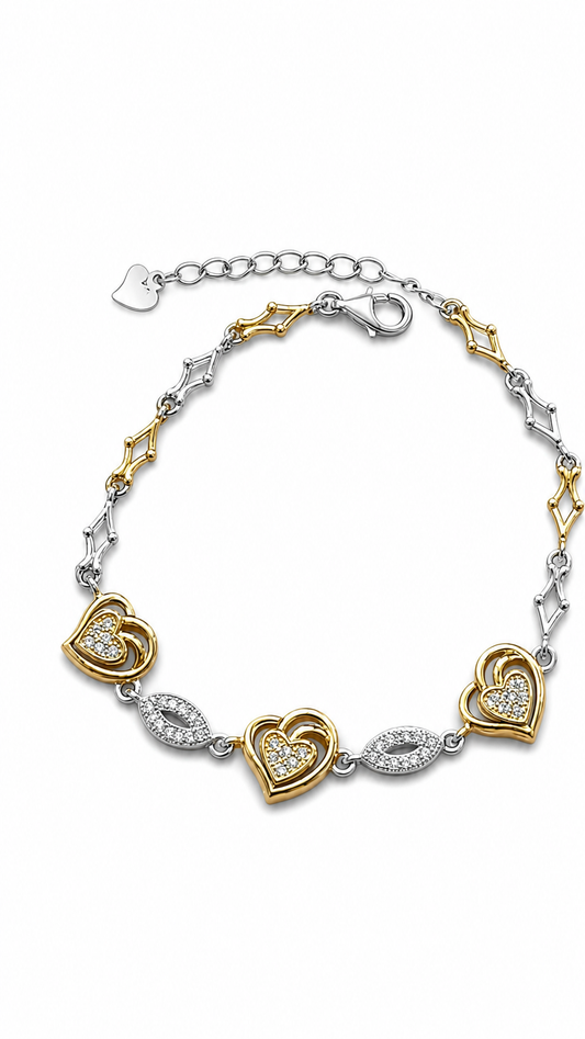 925 sterling silver heart bracelet