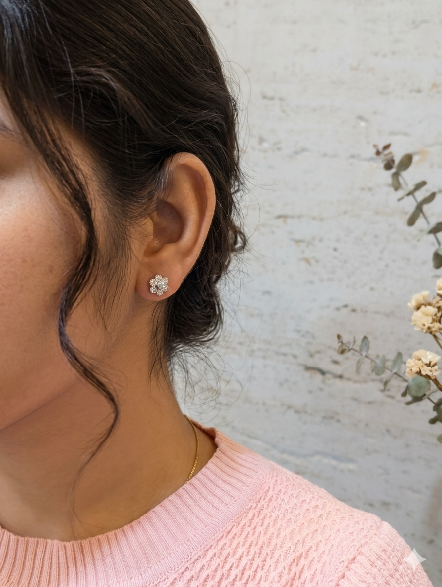 925 sterling silver flower stud earrings