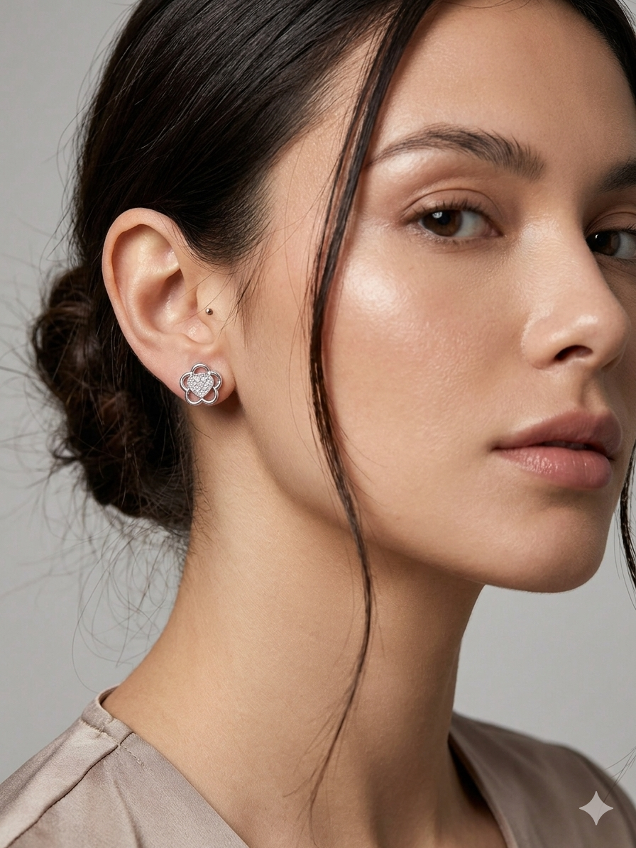 925 sterling silver flower stud earrings