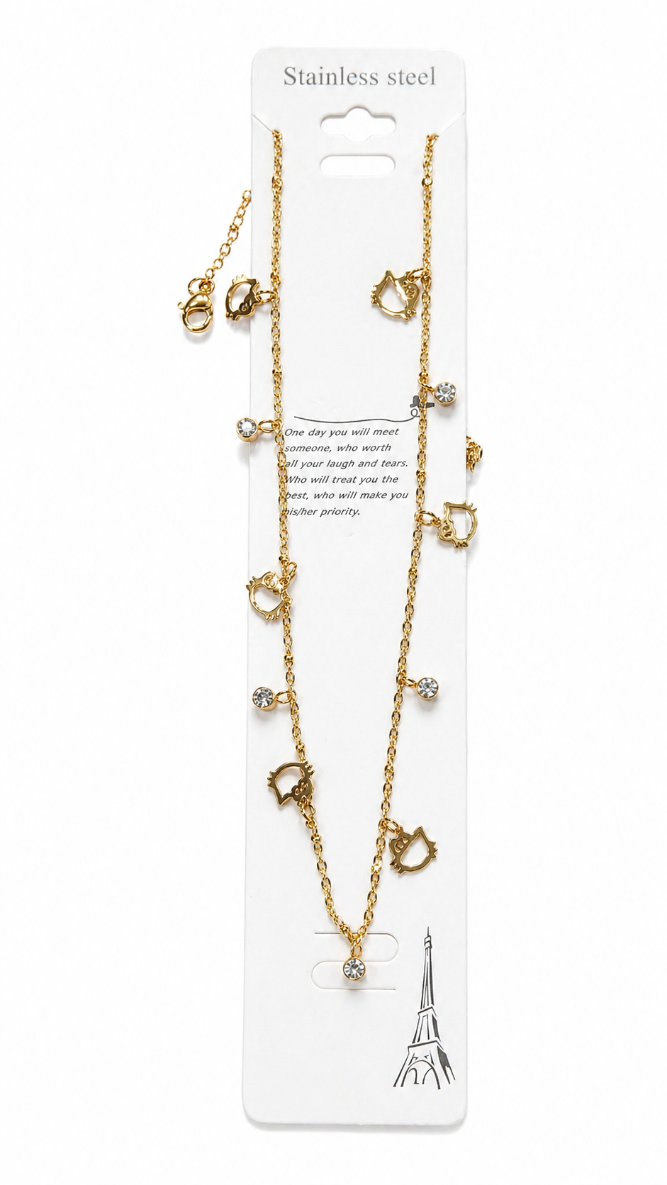 Anti tarnished cat charms necklace-chain