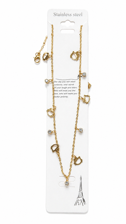Anti tarnished cat charms necklace-chain