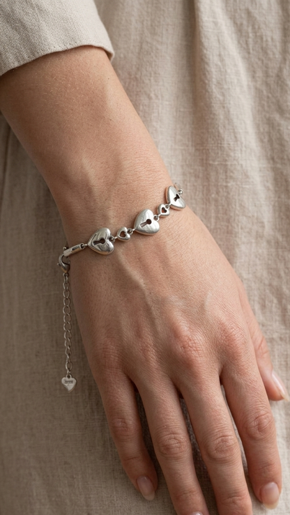 925 sterling silver key heart bracelet
