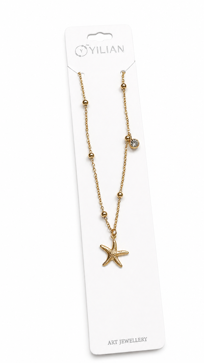 Anti tarnished starfish pendant necklace-chain