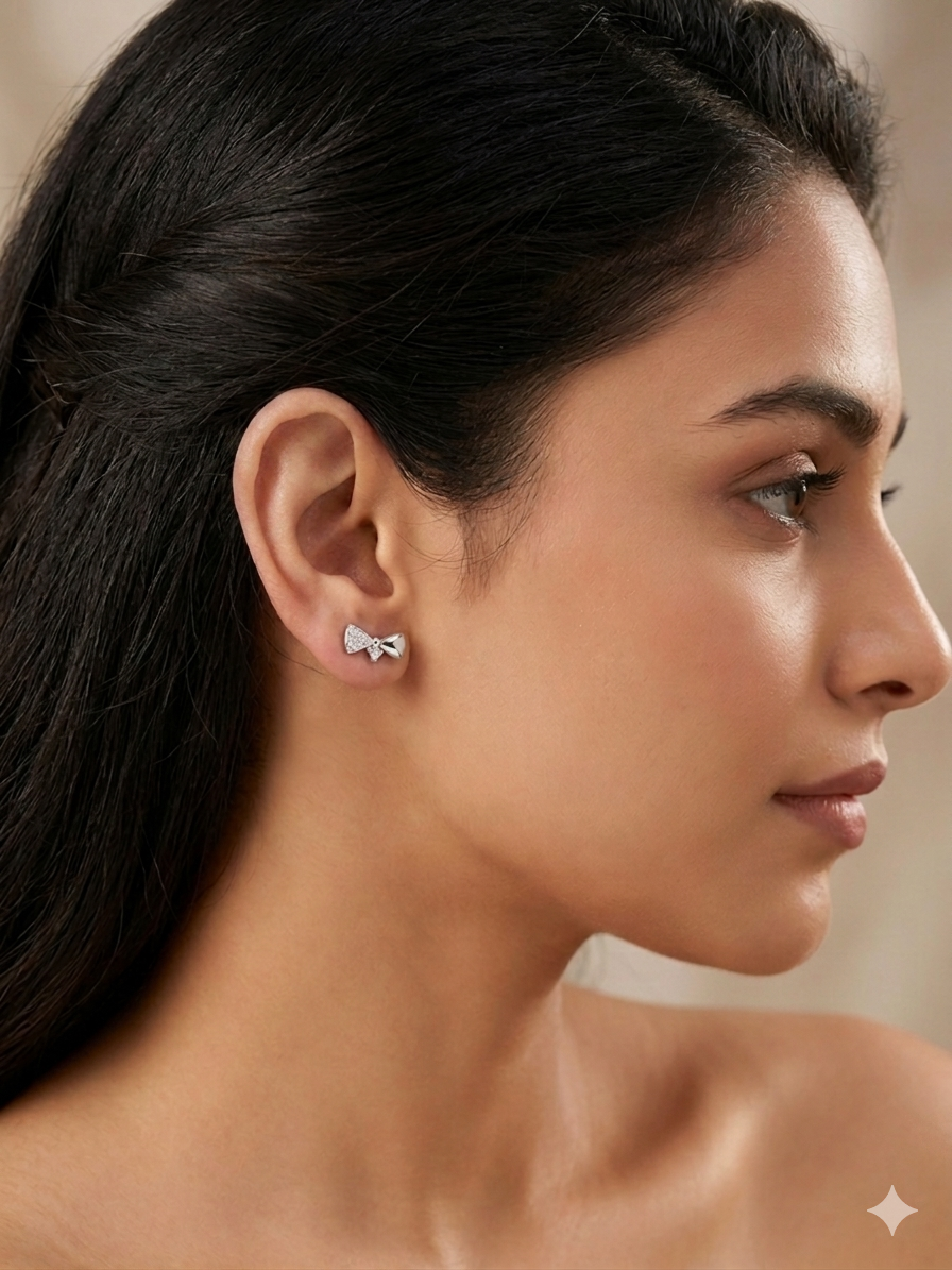 925 sterling silver bow stud earrings