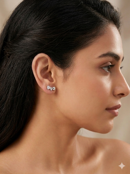 925 sterling silver bow stud earrings