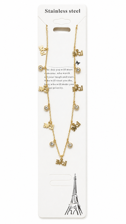Anti tarnished love charms necklace-chain