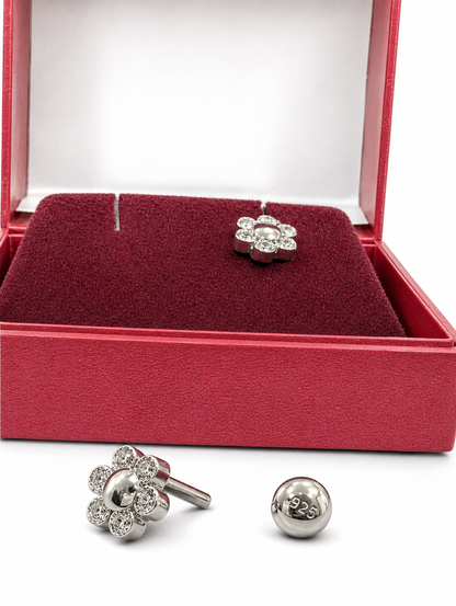925 sterling silver flower stud earrings