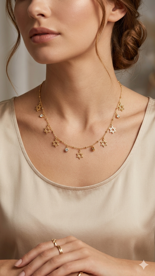 Anti tarnished star charms necklace-chain