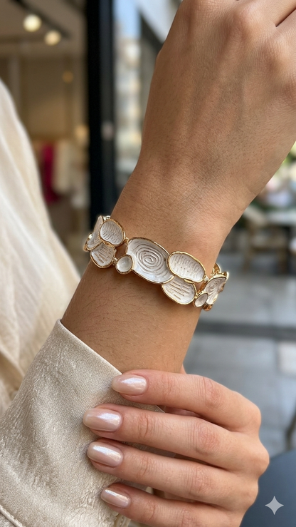 Anti tarnish link style stretch bracelet for women