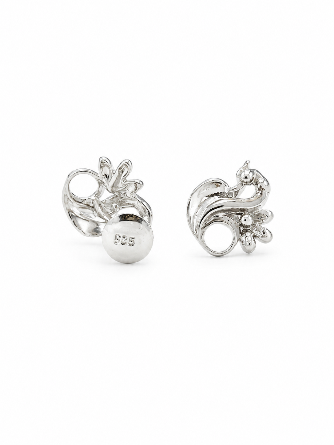 925 sterling silver peacock stud earrings