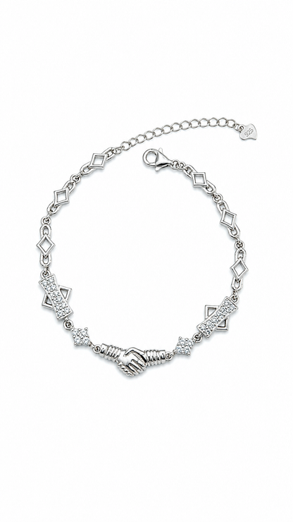 925 sterling silver hand holding bracelet