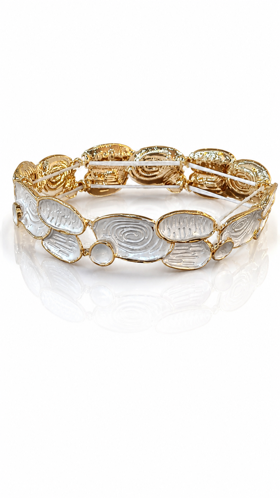 Anti tarnish link style stretch bracelet for women