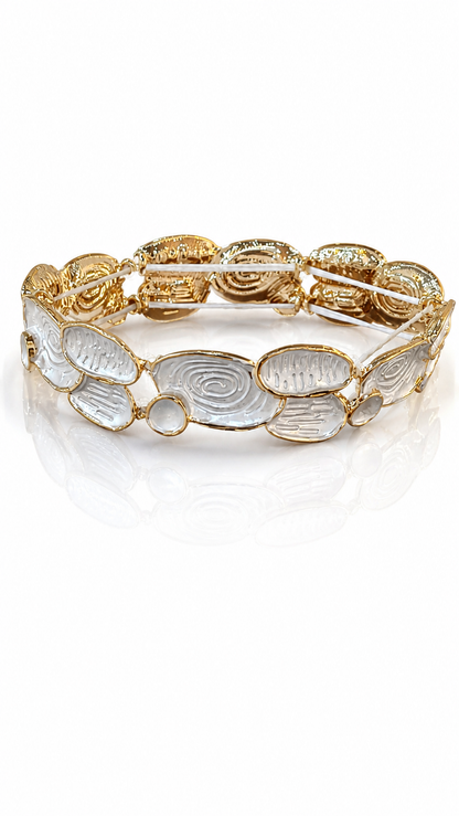 Anti tarnish link style stretch bracelet for women