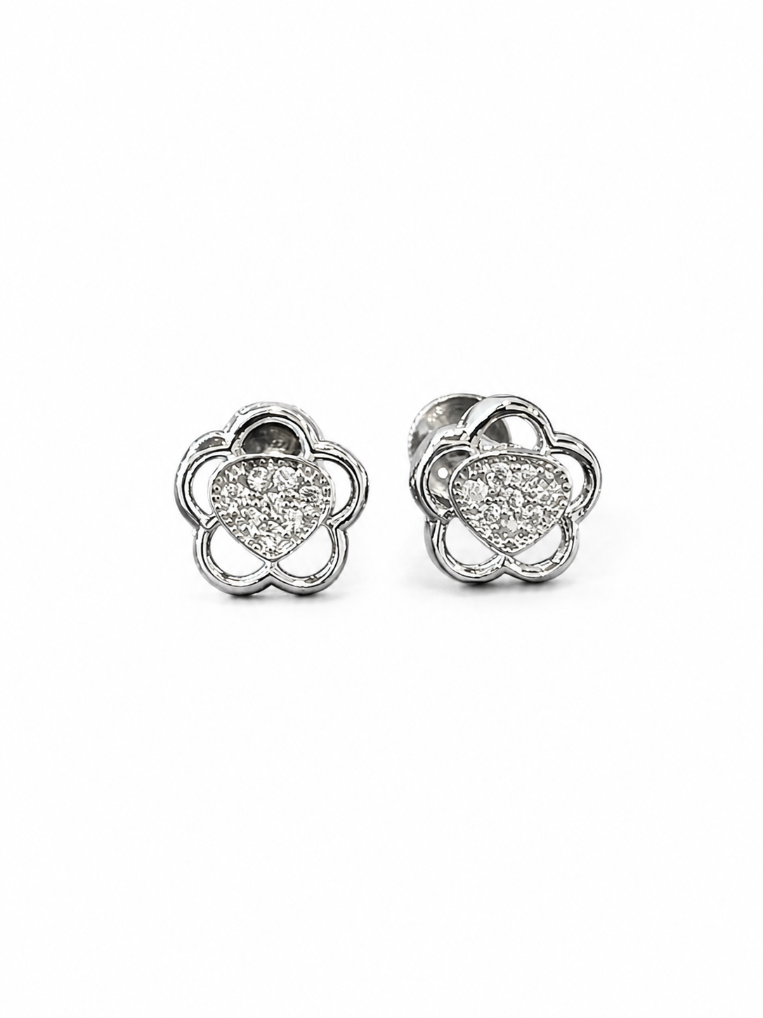 925 sterling silver flower stud earrings
