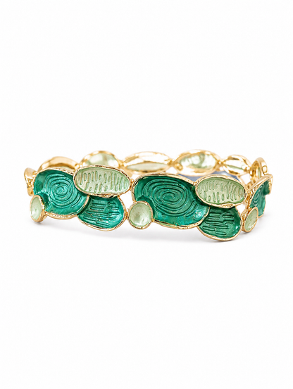 Anti tarnish link style stretch bracelet for women
