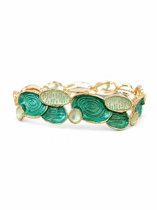 Anti tarnish link style stretch bracelet for women