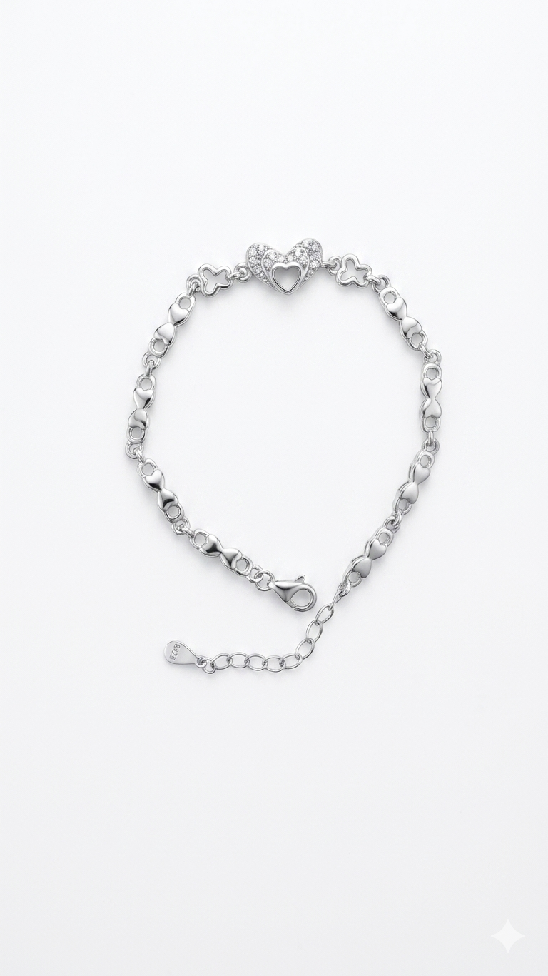 925 sterling silver heart bracelet