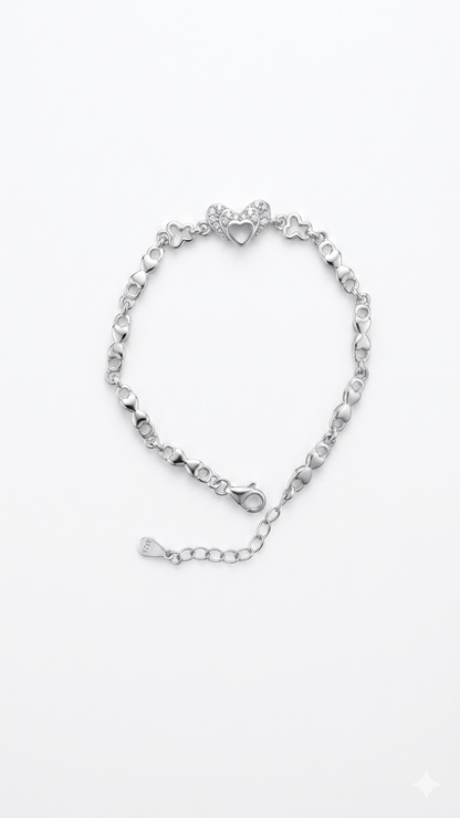 925 sterling silver heart bracelet
