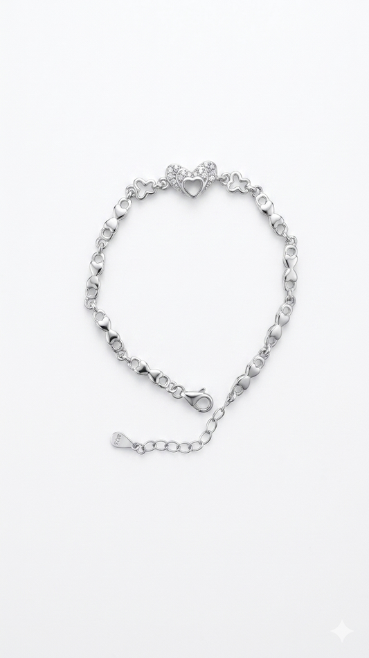 925 sterling silver heart bracelet
