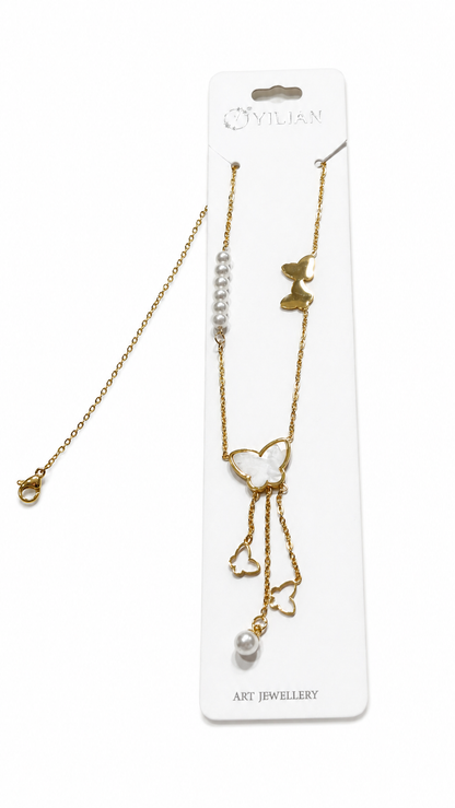 Anti tarnished butterfly pendant necklace-chain