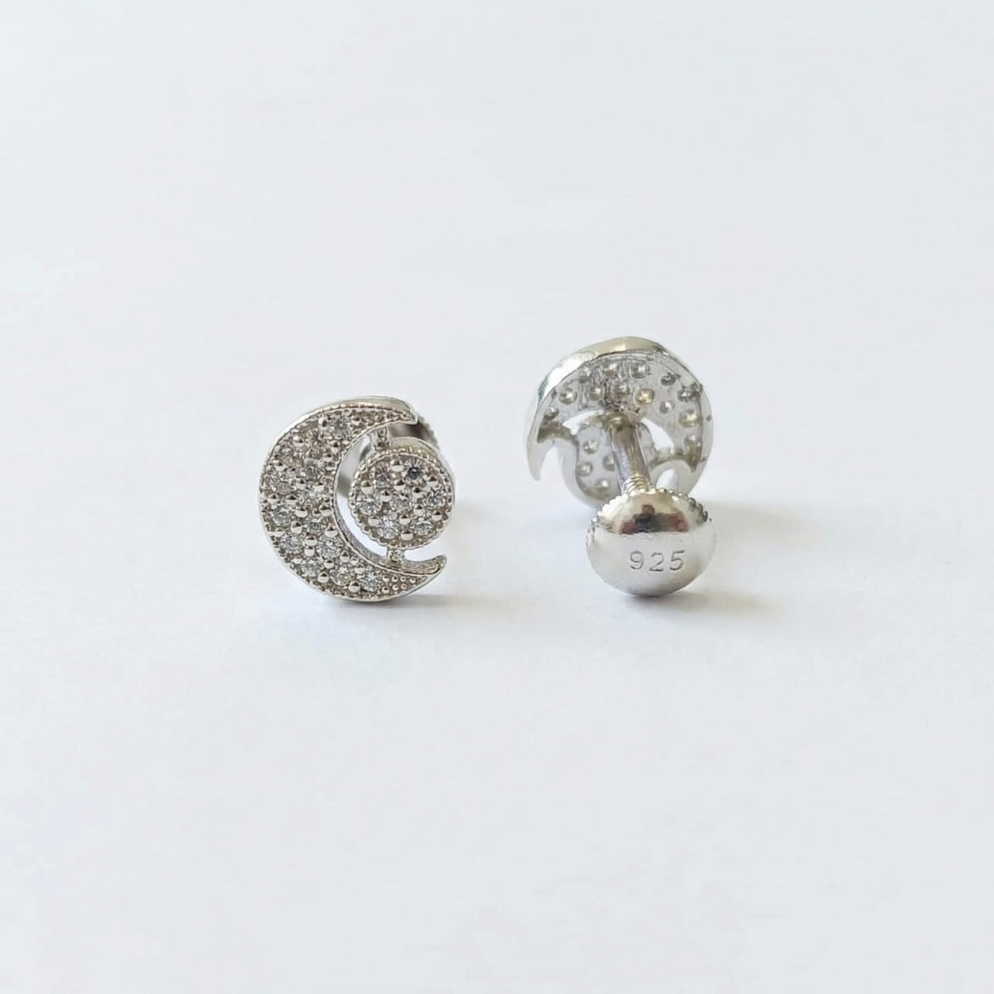 925 sterling silver half moon stud earrings