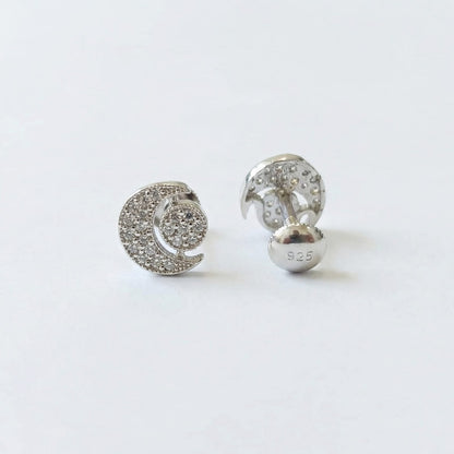 925 sterling silver half moon stud earrings