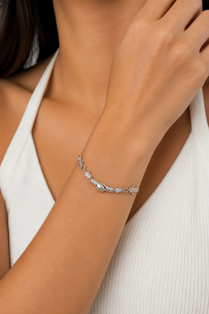 925 sterling silver hand holding bracelet