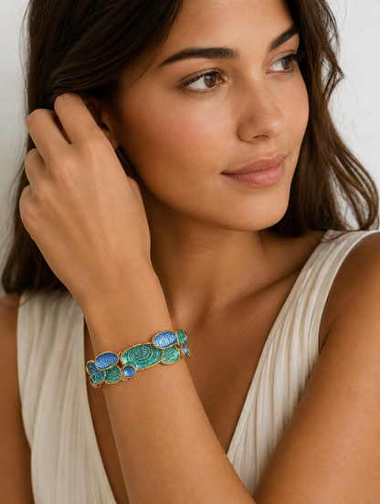 Anti tarnish link style stretch bracelet for women
