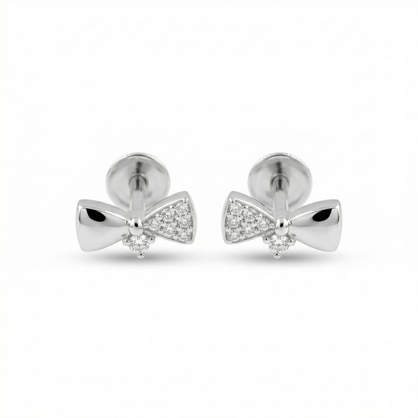 925 sterling silver bow stud earrings