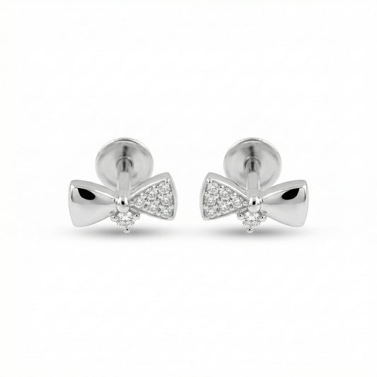 925 sterling silver bow stud earrings