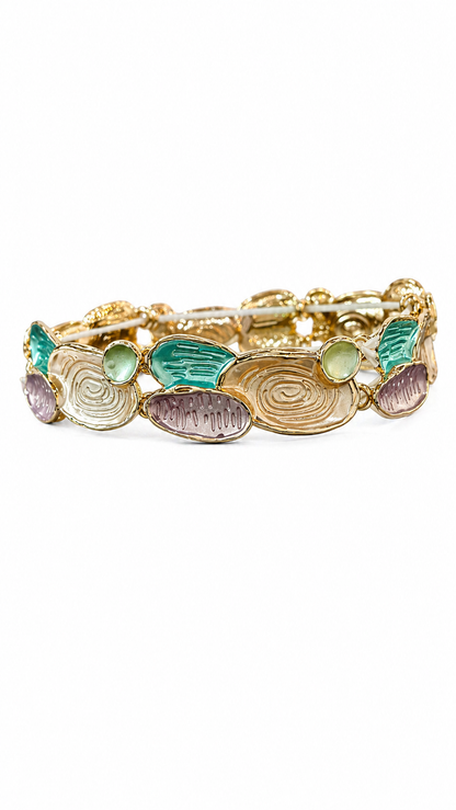 Anti tarnish link style stretch bracelet for women