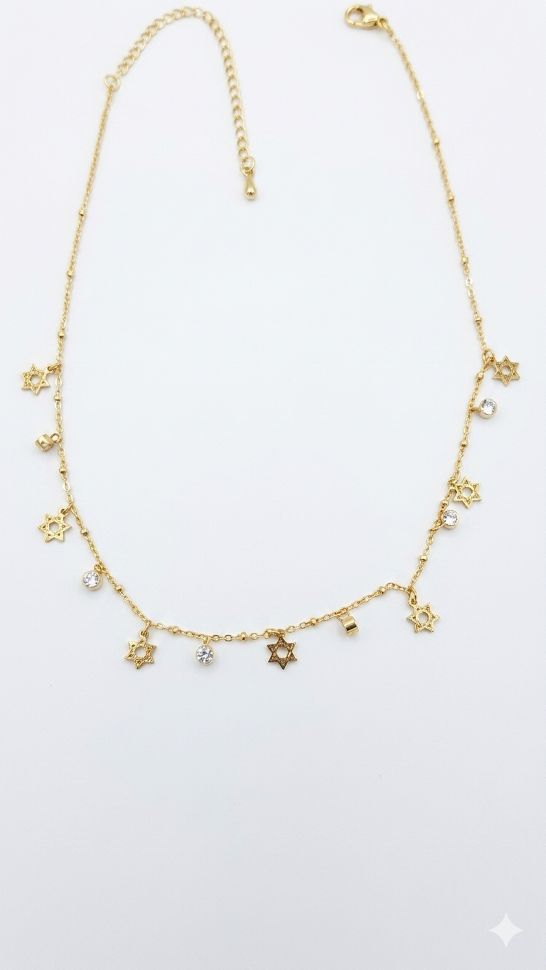 Anti tarnished star charms necklace-chain