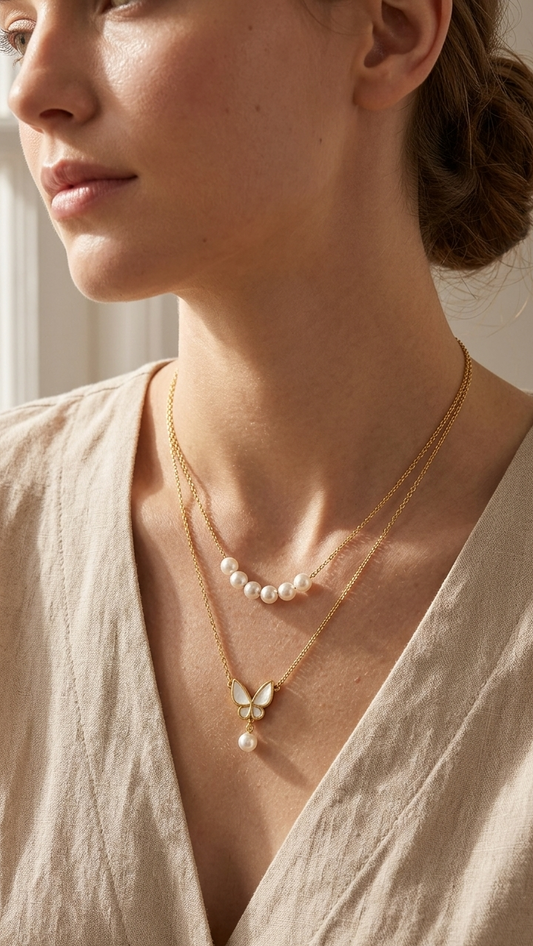 Anti tarnished 2 layer necklace-chain