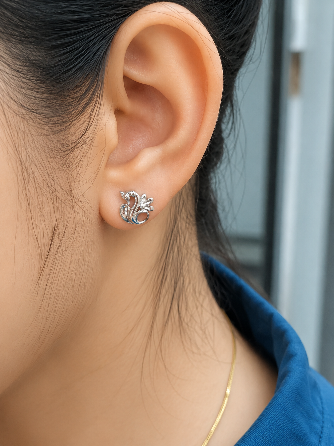 925 sterling silver peacock stud earrings