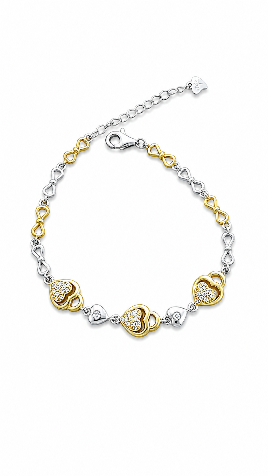 925 sterling silver heart bracelet