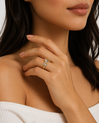 Anti tarnished korean style bow ring