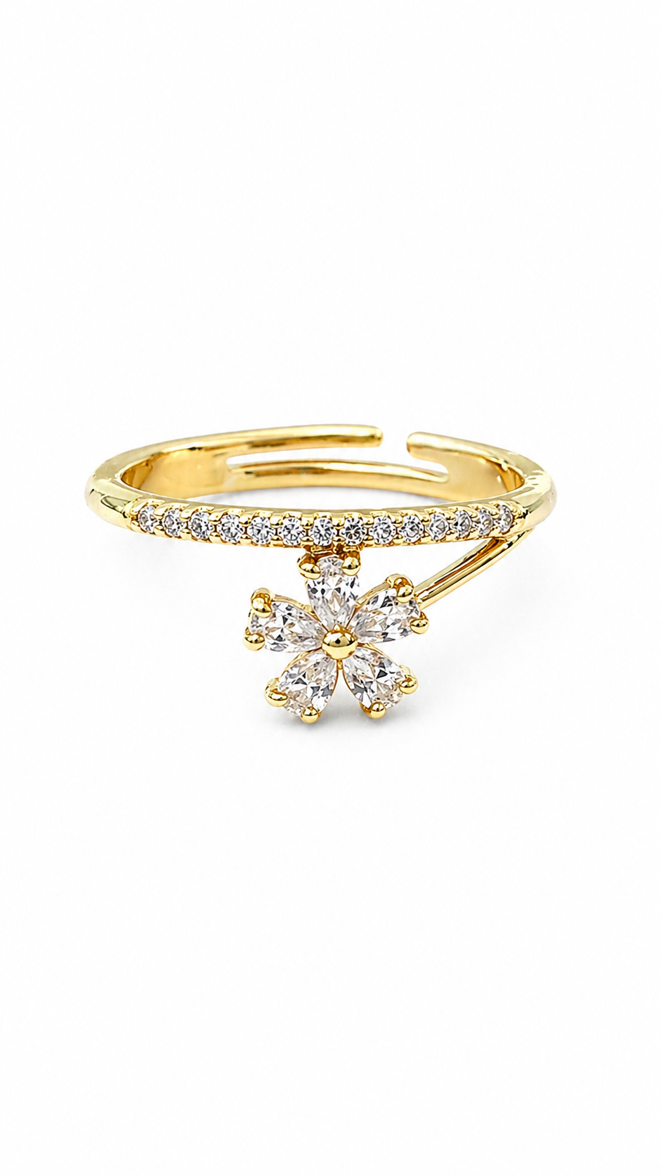 Anti tarnished korean style flower ring