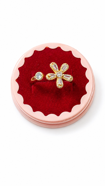 Anti tarnished korean style flower ring