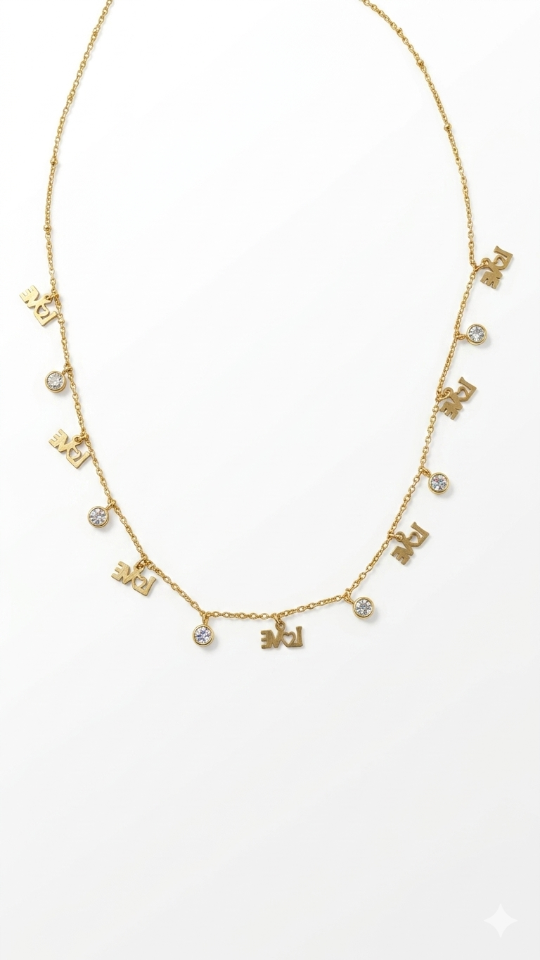 Anti tarnished love charms necklace-chain