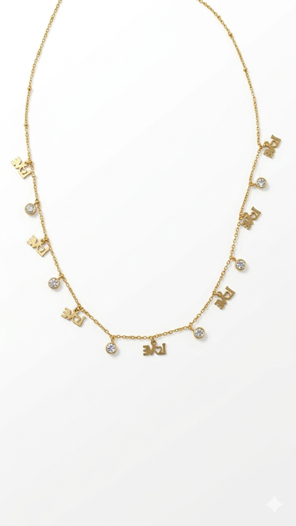 Anti tarnished love charms necklace-chain