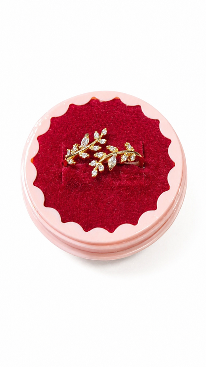 Anti tarnished korean style leaf ring