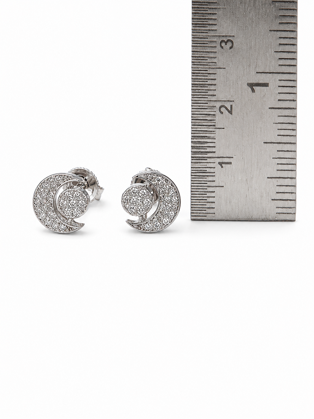 925 sterling silver half moon stud earrings