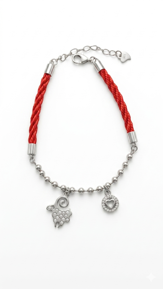 925 sterling silver charm with rope bracelet