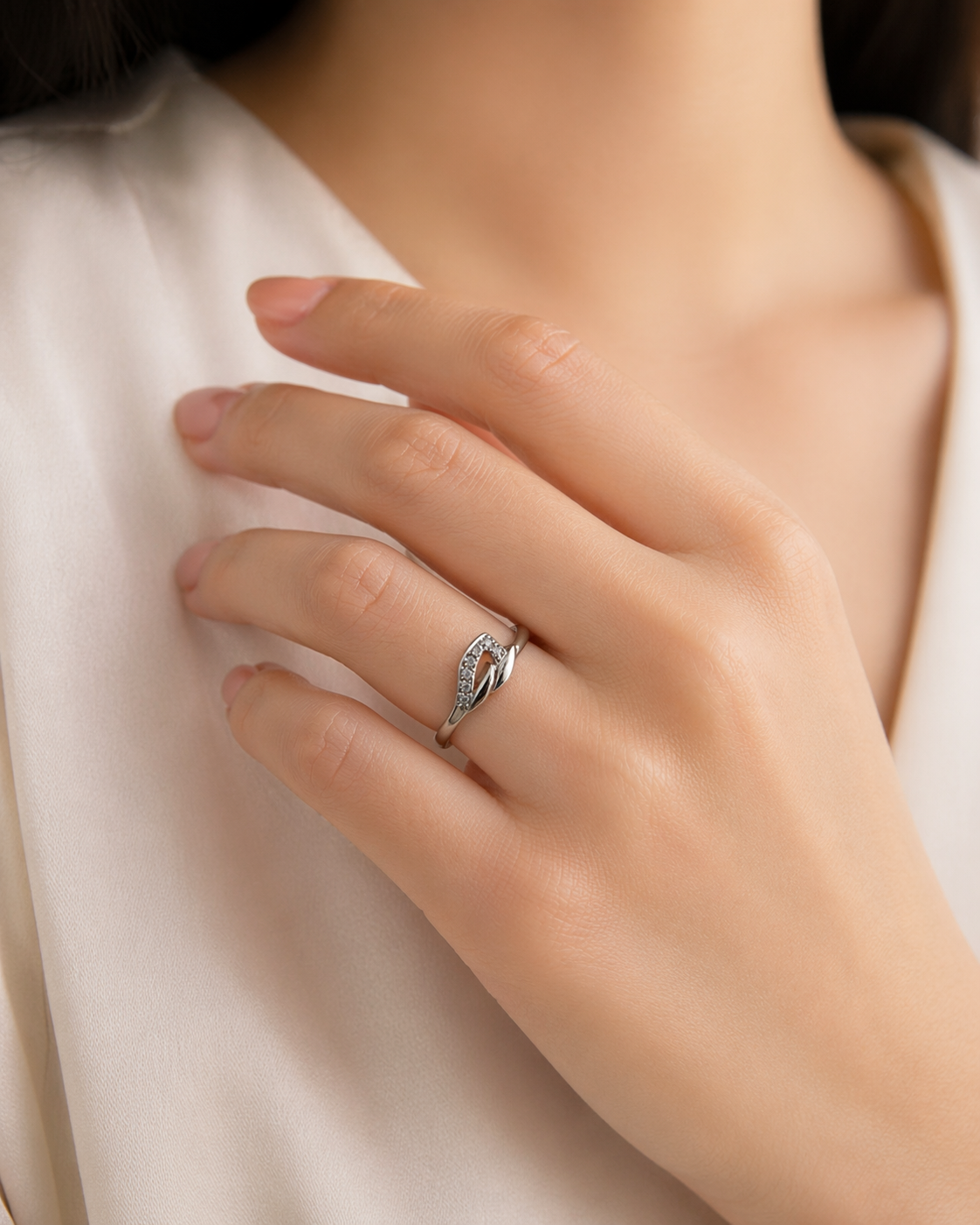 925 sterling silver leaf style ring